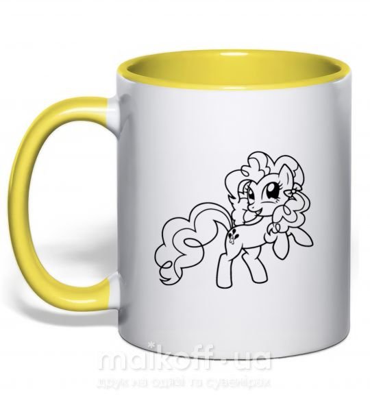 Чашка с цветной ручкой Пинки Пай с бантом Солнечно желтый фото