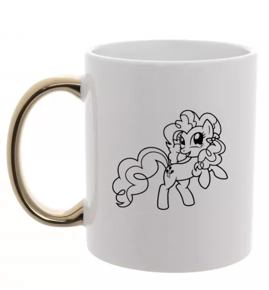 Чашка с цветной ручкой Пінкі Пай з бантом Золото фото