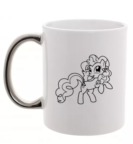 Чашка с цветной ручкой Пінкі Пай з бантом Серебро фото