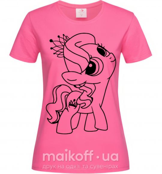Жіноча футболка Пони с короной Яскраво-рожевий фото