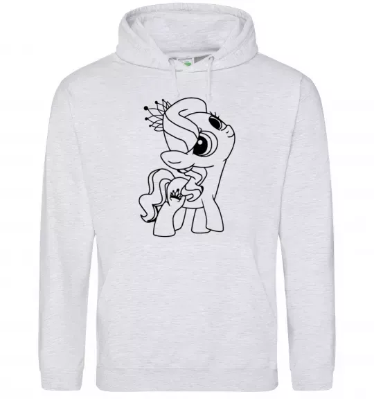 Мужская толстовка (худи) Поні з короною Серый меланж фото