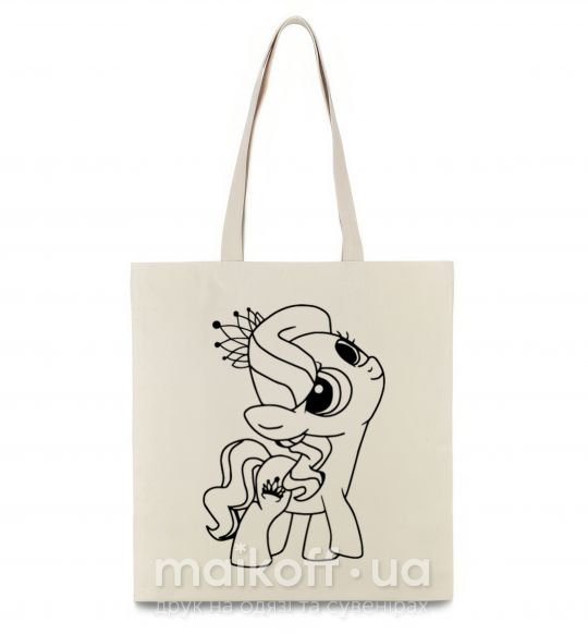 Еко-сумка Пони с короной Бежевий фото