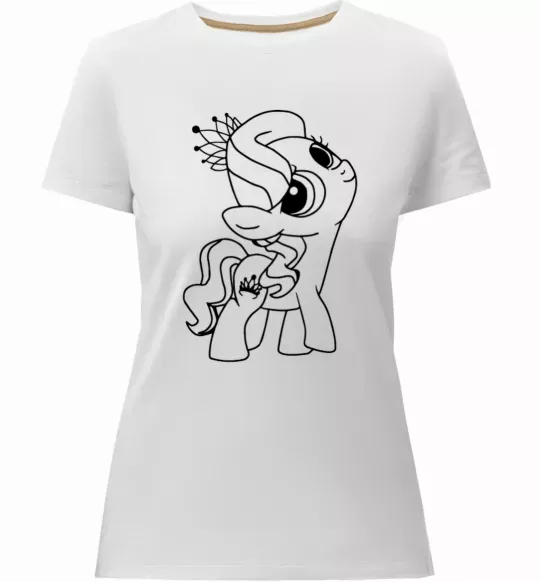 Женская премиум футболка Поні з короною Белый фото