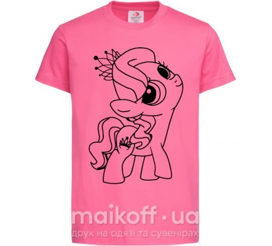 Дитяча футболка Пони с короной Яскраво-рожевий фото