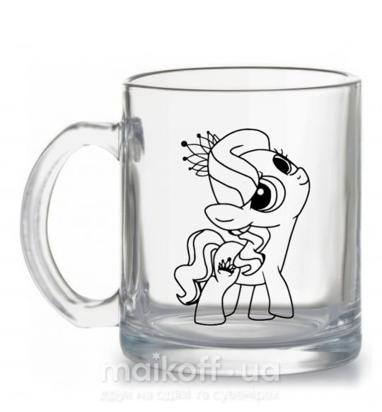 Чашка скляна Пони с короной Прозорий фото