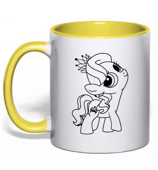 Чашка з кольоровою ручкою Поні з короною Сонячно жовтий фото