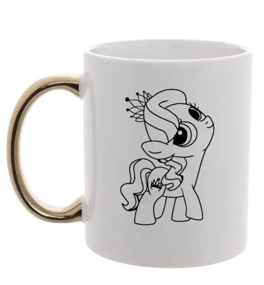 Чашка з кольоровою ручкою Поні з короною Золото фото