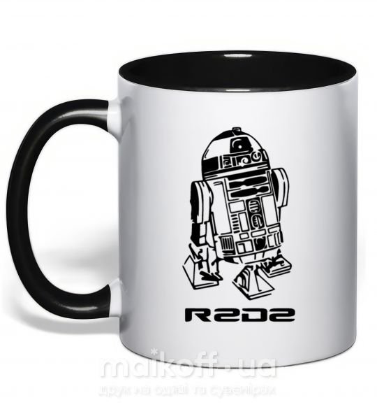 Чашка з кольоровою ручкою R2D2 Чорний фото
