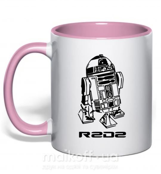 Чашка з кольоровою ручкою R2D2 Ніжно рожевий фото