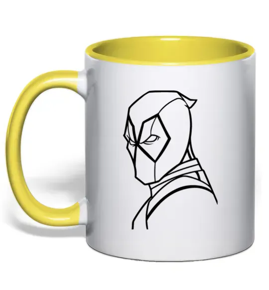 Чашка з кольоровою ручкою Deadool s head Сонячно жовтий фото