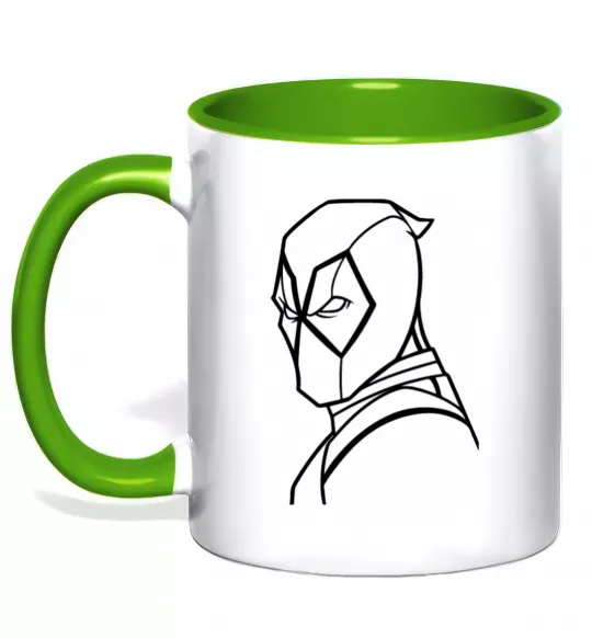 Чашка з кольоровою ручкою Deadool s head Зелений фото