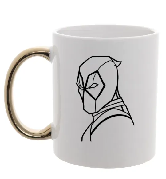 Чашка з кольоровою ручкою Deadool s head Золото фото