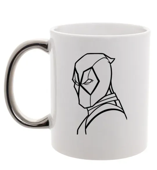 Чашка з кольоровою ручкою Deadool s head Срібло фото