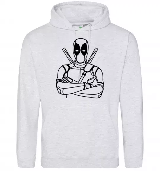 Мужская толстовка (худи) Deadpool Серый меланж фото