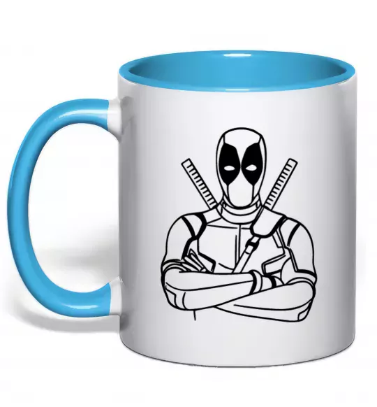 Чашка с цветной ручкой Deadpool Голубой фото