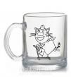 Чашка скляна Кот на самокате Прозорий фото