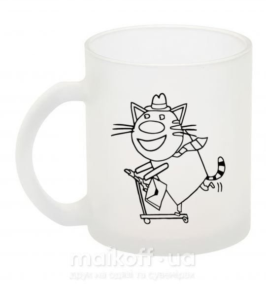 Чашка стеклянная Кот на самокате Фроузен фото
