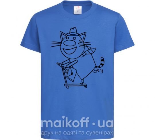 Детская футболка Кот на самокате Ярко-синий фото