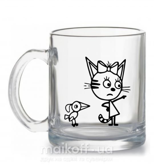 Чашка стеклянная Три кота Прозрачный фото