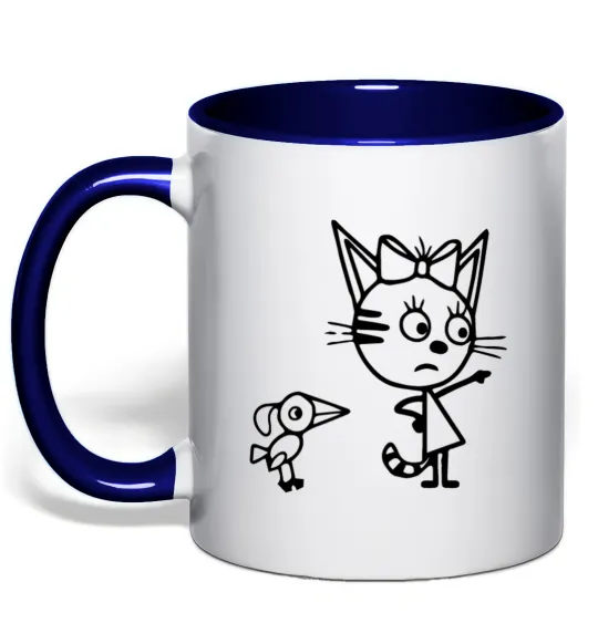 Чашка с цветной ручкой Три кота Глубокий темно-синий фото