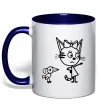 Чашка с цветной ручкой Три кота Глубокий темно-синий фото