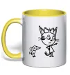 Чашка з кольоровою ручкою Три кота Лимонний фото