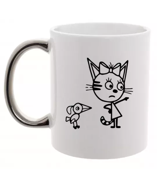 Чашка с цветной ручкой Три кота Серебро фото