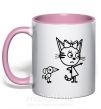 Чашка с цветной ручкой Три кота Нежно розовый фото