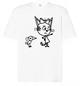 Футболка Оверсайз Три кота Белый фото