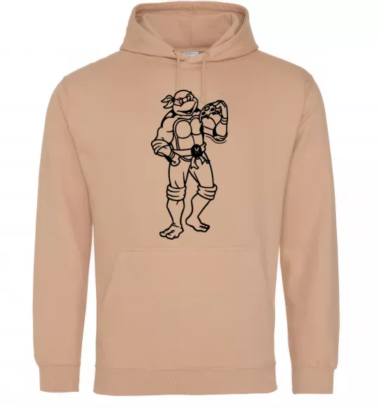 Чоловіча толстовка (худі) Мікеланджело з піццою Пісочний фото