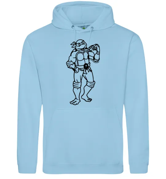 Женская толстовка (худи) Мікеланджело з піццою Голубой фото