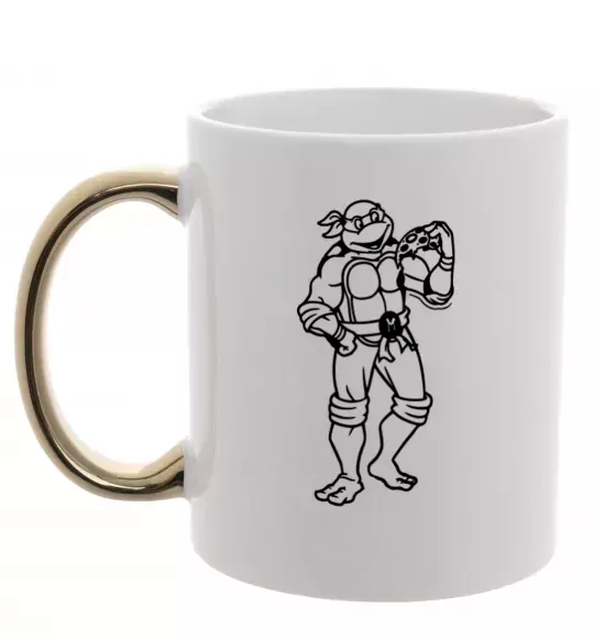 Чашка с цветной ручкой Мікеланджело з піццою Золото фото