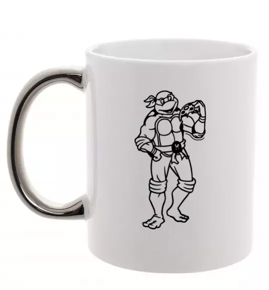 Чашка с цветной ручкой Мікеланджело з піццою Серебро фото