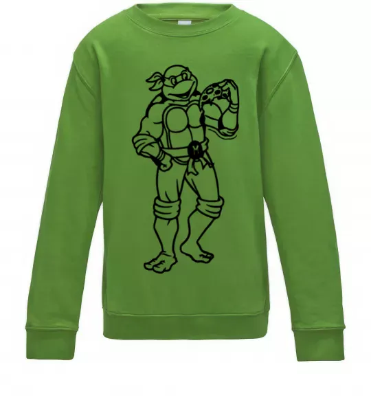 Детский Свитшот Мікеланджело з піццою Лаймовый фото