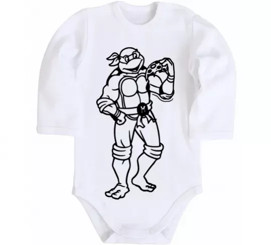 Детский боди Мікеланджело з піццою Белый фото