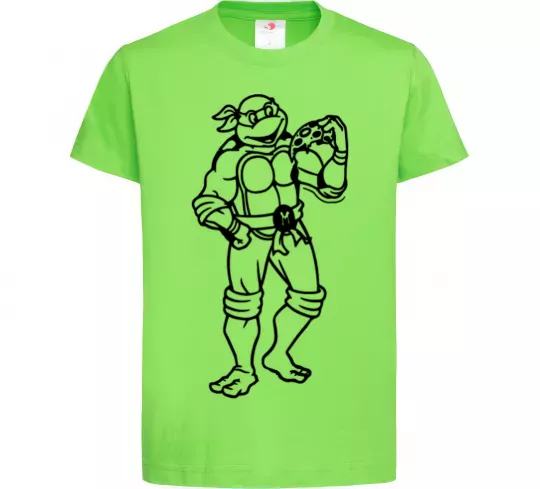 Детская футболка Мікеланджело з піццою Лаймовый фото