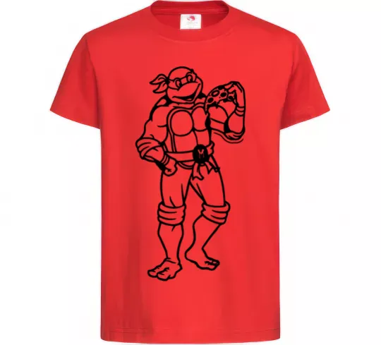 Детская футболка Мікеланджело з піццою Красный фото