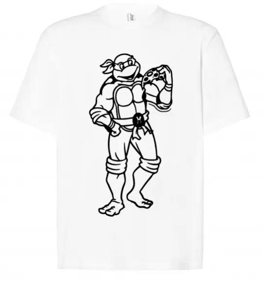 Футболка Оверсайз Мікеланджело з піццою Білий фото