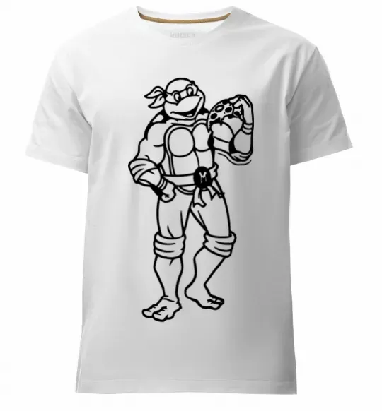 Чоловіча преміум футболка Мікеланджело з піццою Білий фото