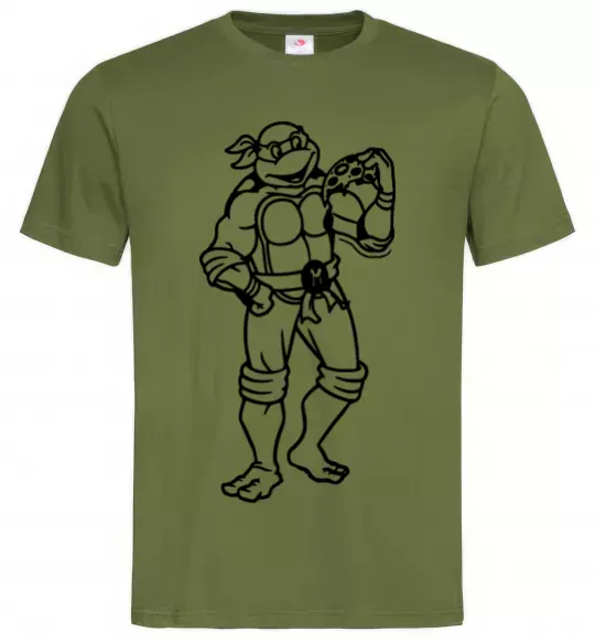 Чоловіча футболка Мікеланджело з піццою Оливковий фото