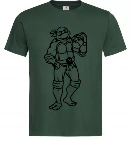 Чоловіча футболка Мікеланджело з піццою Темно-зелений фото