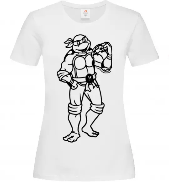 Женская футболка Мікеланджело з піццою Белый фото