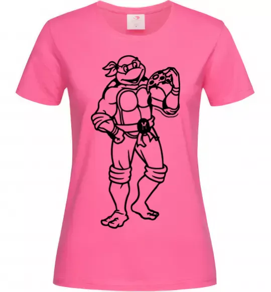 Женская футболка Мікеланджело з піццою Ярко-розовый фото