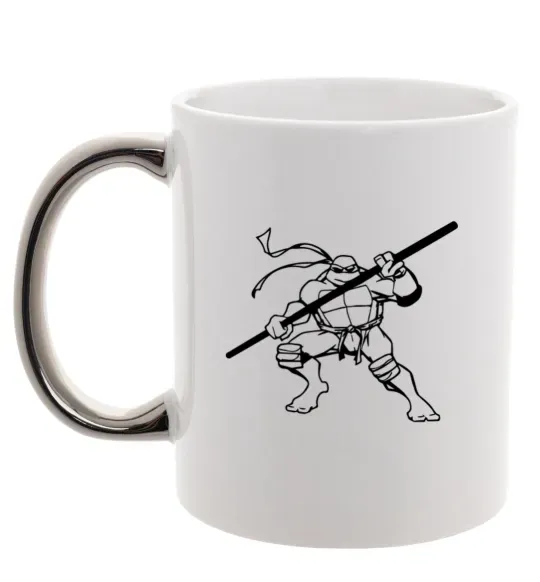 Чашка з кольоровою ручкою Донателло черепашка Срібло фото