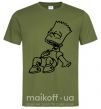 Мужская футболка Барт смеется Оливковый фото