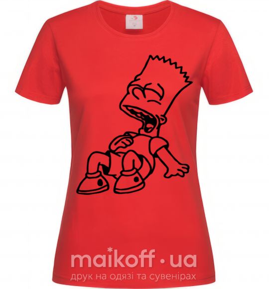 Женская футболка Барт смеется Красный фото
