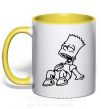 Чашка з кольоровою ручкою Барт смеется Сонячно жовтий фото