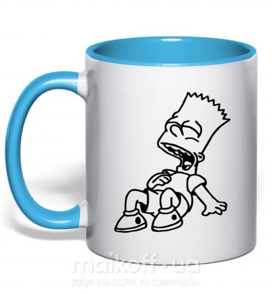 Чашка з кольоровою ручкою Барт смеется Блакитний фото