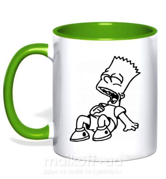 Чашка з кольоровою ручкою Барт смеется Зелений фото