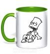 Чашка з кольоровою ручкою Барт смеется Зелений фото